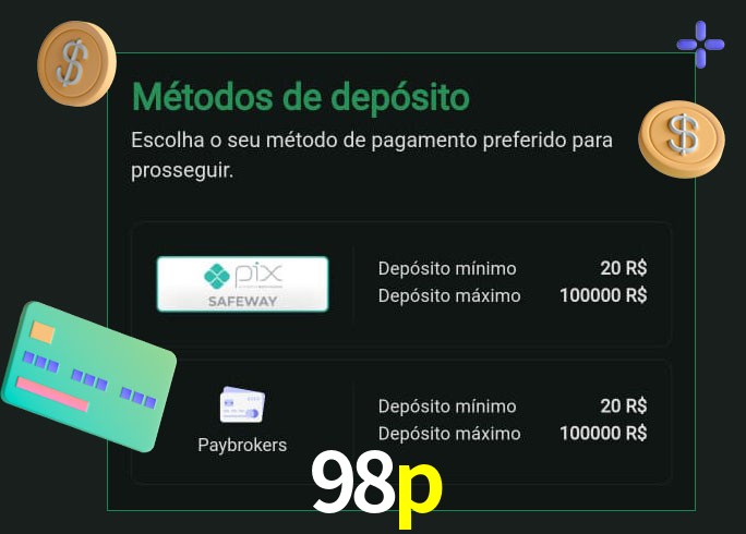 O cassino 98p oferece uma grande variedade de métodos de pagamento